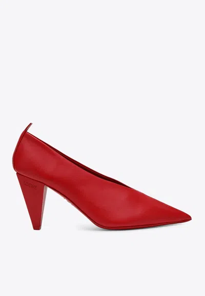 Loewe Origami 85 Cubic Pumps In Leather In Red