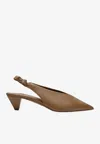 Loewe Origami Cubic 45 Slingback Pumps In Nappa Leather In Brown