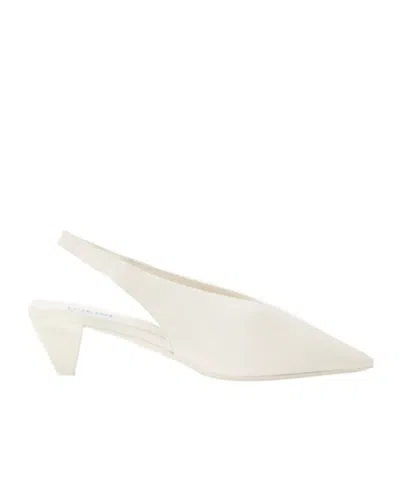Loewe Origami Cubic Slingback 45 Leather Pumps In White