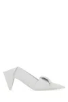 Loewe Leather Origami Mules Pointed Toe Sculptural Heel In White