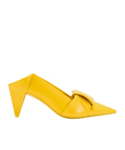 Loewe Origami Flap Back Pump In Lambskin In Yellow
