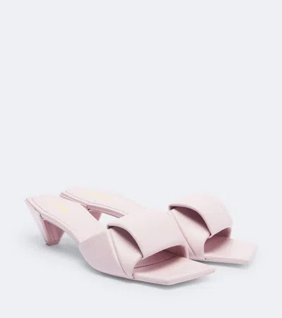 Loewe Origami Leather Mules In Pink