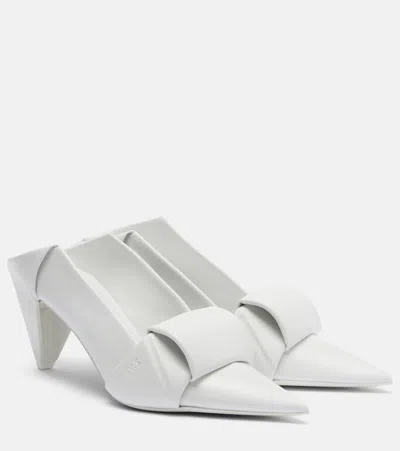 Loewe Leather Origami Mules Pointed Toe Sculptural Heel In White