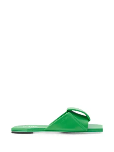 Loewe Origami Padded Square-toe Flat Sandals In Green