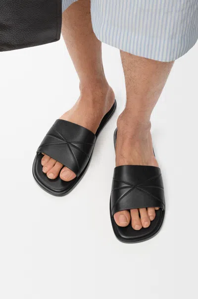 Loewe Origami Leather Sandals In Black