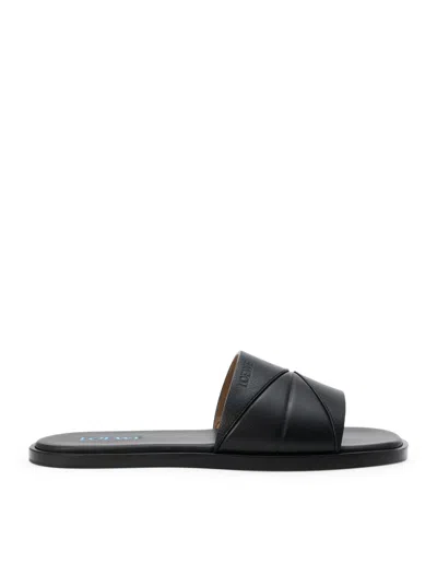 Loewe Origami Slides In Soft Calfskin In Black