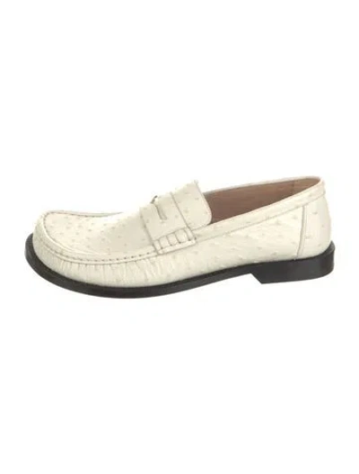 Pre-owned Loewe Ostrich Animal Print Loafers In Neutrals/white