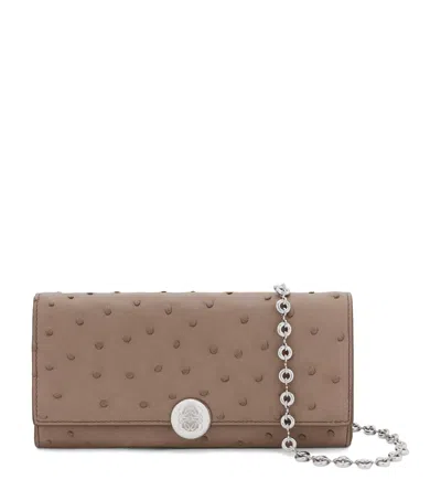 Loewe Ostrich Leather Pebble Continental Wallet In Beige