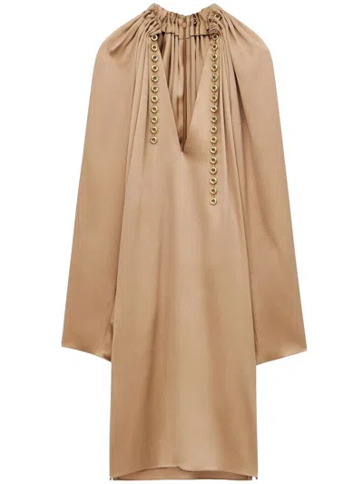 Loewe Otter Silk Dresses In Brown
