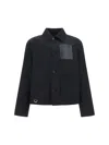 Loewe Leather Pocket Wool Jacket In Black