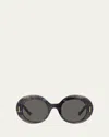 Loewe Oval Acetate Sunglasses W/ Anagram In Gray