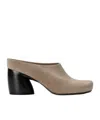 Loewe Oval Block Heel Mules In Hazelnut