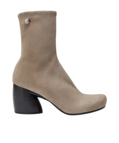 Loewe Oval Bootie In Stretch Suede Lambskin In Hazelnut