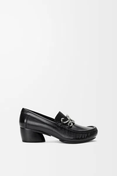Loewe Oval Double L Loafer In Soft Leather Skin Size:35 For Woman In Black