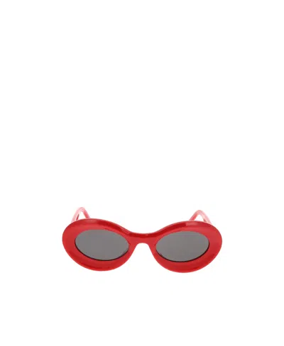 Loewe Oval Frame Sunglasses In Red