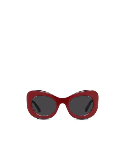 Loewe Oval Frame Sunglasses In Red