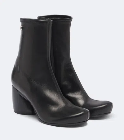 Loewe 70mm Oval Leather Zip Ankle Booties In Black