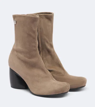 Loewe Oval Suede Ankle Boots In Brown
