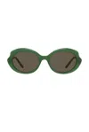 Loewe Lw40147i Slim 96e Verde Lucido Lucido Sunglasses In Shiny Dark Green & Brown