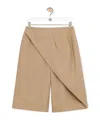 Loewe Overlapping Faille Pleated Shorts In Nude