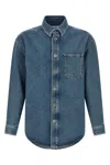 Loewe Mens Mid Blue Denim Anagram-embroidery Long-sleeves Denim Overshirt In Blue