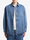 Loewe Mens Mid Blue Denim Anagram-embroidery Long-sleeves Denim Overshirt In Blue