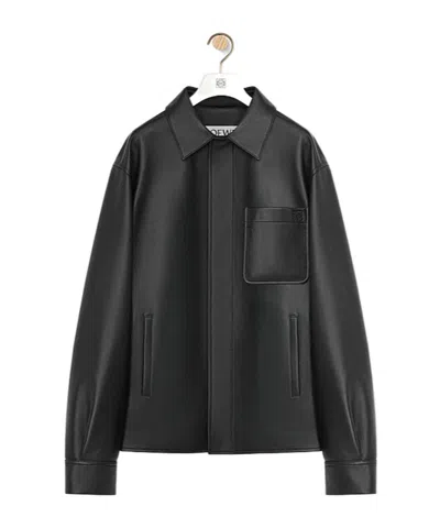 Loewe Overshirt In Nappa Lambskin In Black