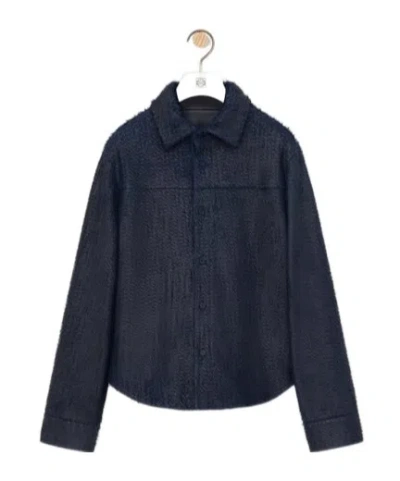 Loewe Overshirt In Nappa Lambskin In Black