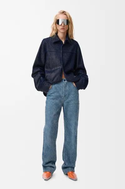 Loewe Overshirt In Nappa Lambskin Size:34 For Woman In Blue