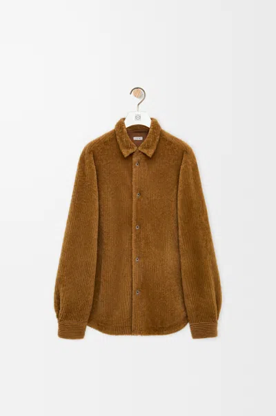 Loewe Overshirt In Shearling In Brown