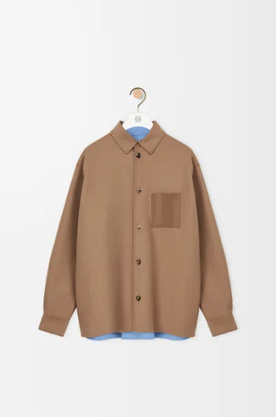 Loewe Camel-colored Virgin Wool And Cashmere Jacket-shirt Men In Brown