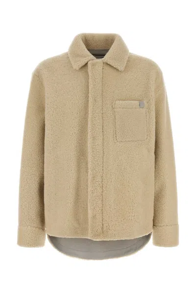 Loewe Ivory Shearling Jacket In Nude