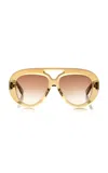 Loewe Oversized Aviator-frame Acetate Sunglasses In Nude
