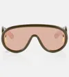 Loewe Oversized Aviator Sunglasses In Khaki Green - Pink