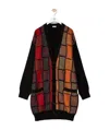 Loewe Oversized Check Patterned Cardigan In Black