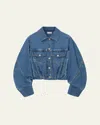 Loewe Cropped Denim Jacket With Wide Sleeves In Blue