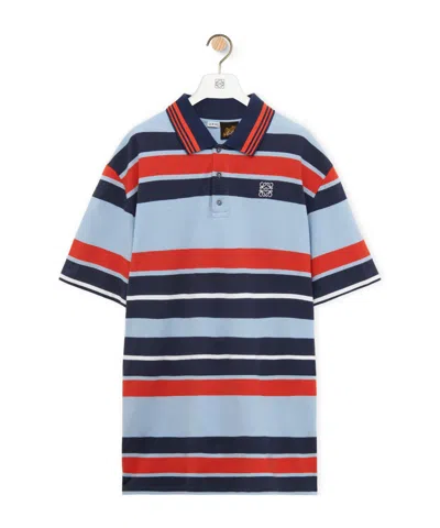 Loewe Oversized Fit Polo In Cotton And Linen In Multicolor