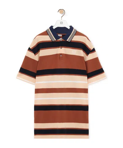Loewe Oversized Fit Polo In Cotton And Linen In Multicolor