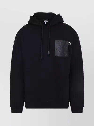 LOEWE OVERSIZED HOODIE LEATHER POCKET
