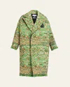 Loewe Oversized Patchwork Check Single-breasted Coat In Green