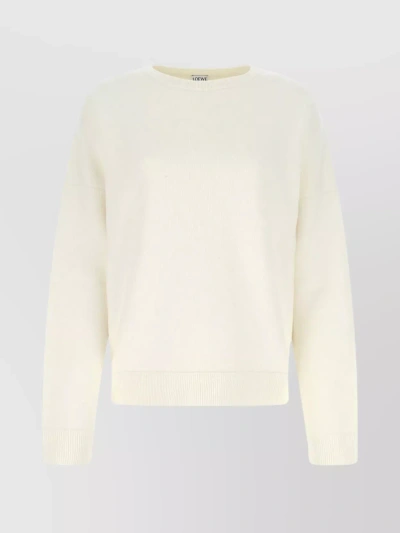 Loewe Oversized Ribbed Knit Sweater With Crew Neck In Yellow