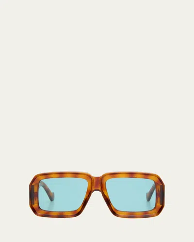 Loewe Oversized Square Monochromatic Sunglasses In Blonde Havana/blue