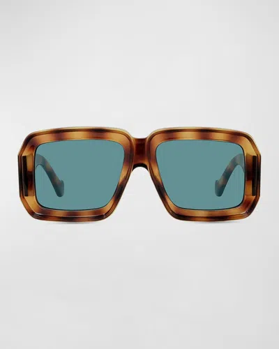 Loewe Oversized Square Monochromatic Sunglasses In Blonde Havana/blue