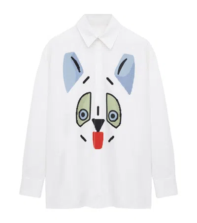 Loewe Oxford Cotton-blend Embroidered Shirt In White