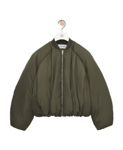 Loewe Padded Bomber Jacket In Nylon In Green