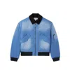Loewe Blue Washed Effect Zipped Cotton Bomber Jacket In Blue