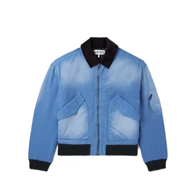 Loewe Padded Cotton Bomber Jacket In Blue