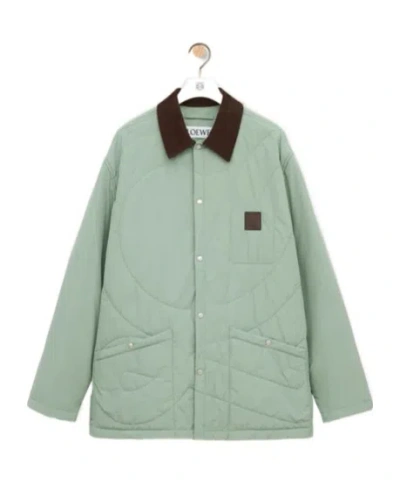 Loewe Padded Overshirt In Technical Shell In Green