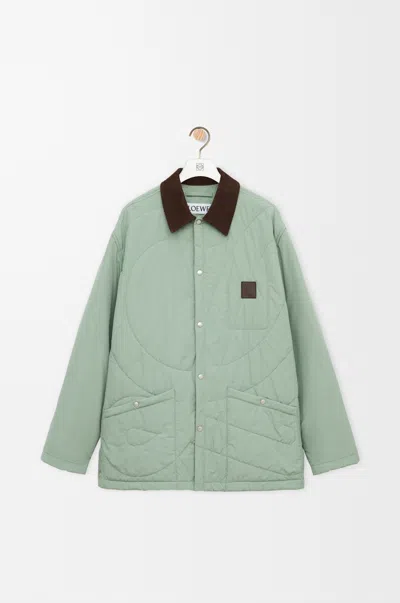 Loewe Polyester Padded Jacket Quilted Contrast Collar In Green