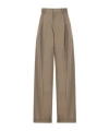 Loewe Pleated Trousers In Cotton And Silk In Brown